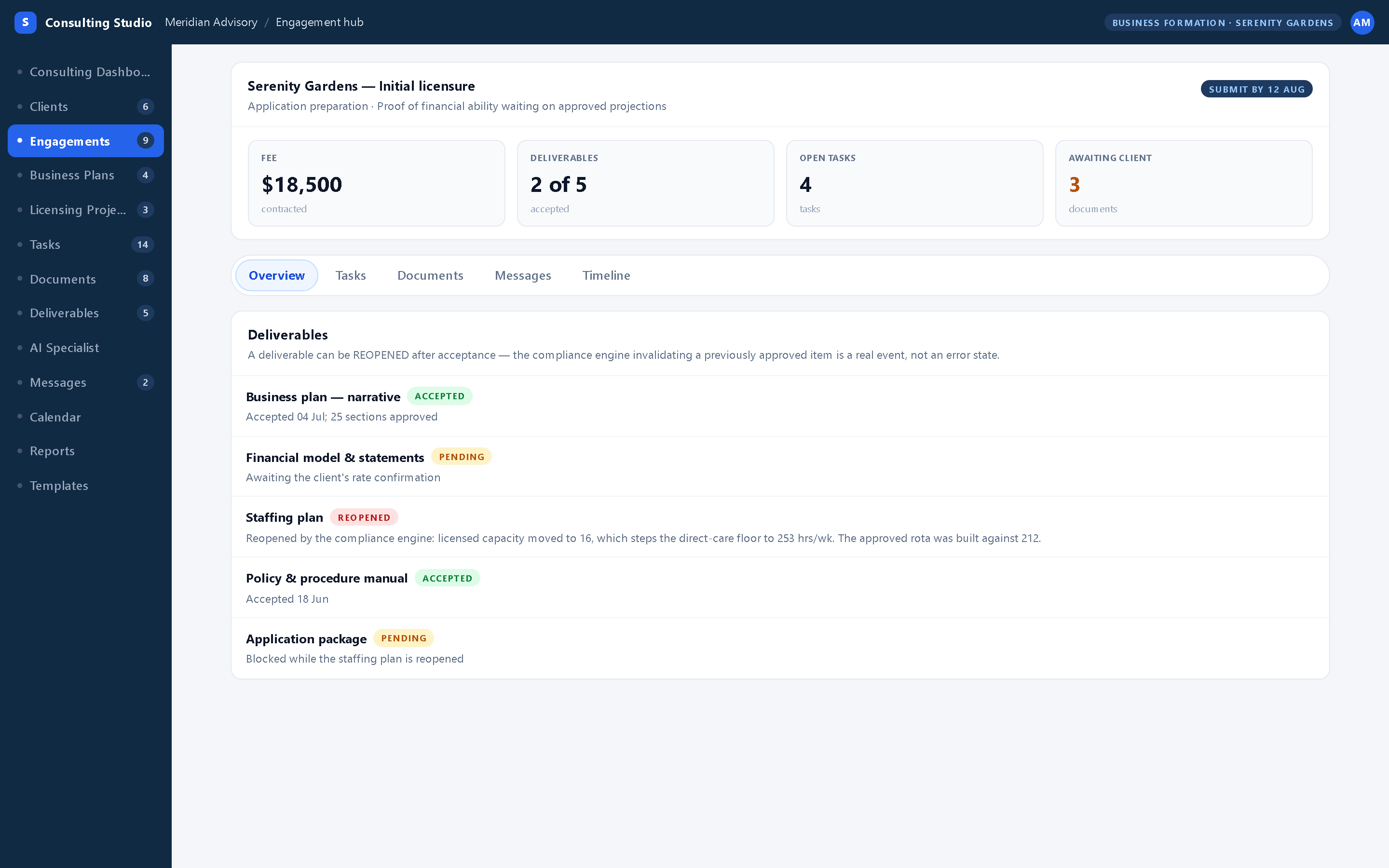Engagement hub — ShiftPulse Consulting Studio